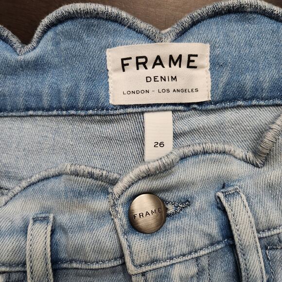 Frame Wright Scallop Waist Denim Shorts Size 26 - Picture 3 of 5